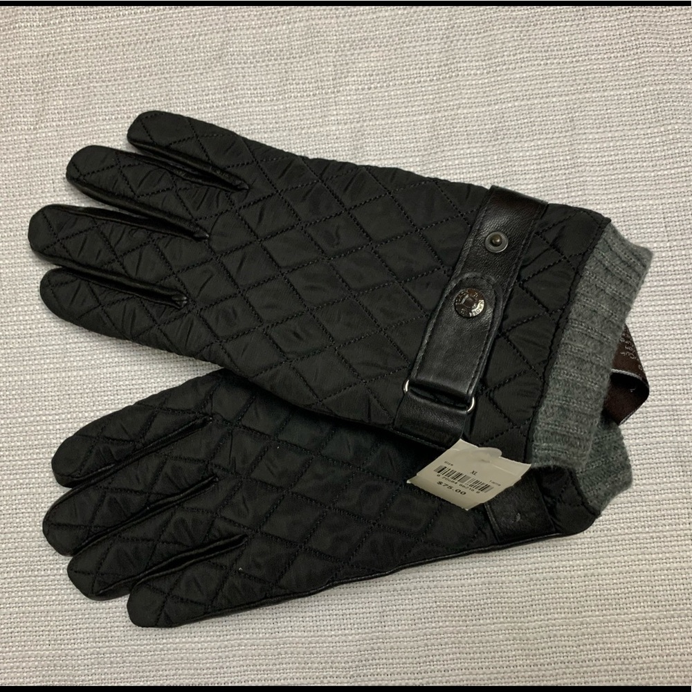 NWT Black Brown 1826 leather quilted Thinsulate winter gloves